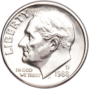 1988-D Roosevelt Dime MS60 Main Image