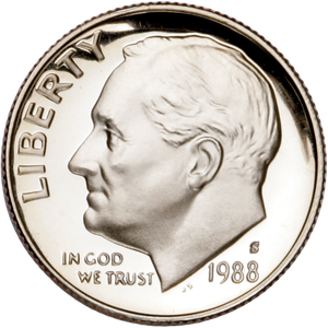 1988-S Roosevelt Dime PR63 Main Image