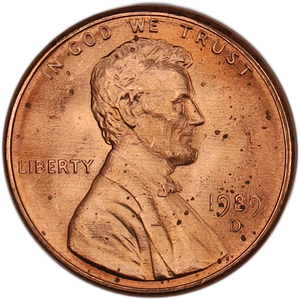 1989-D Lincoln Head Cent MS60 Main Image