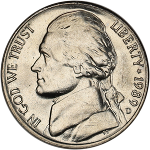 1989-D Jefferson Nickel MS60 Main Image