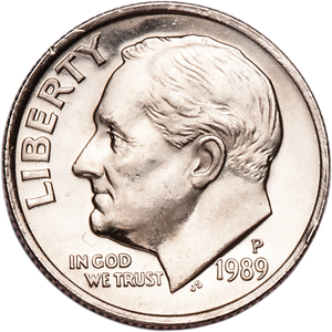1989-P Roosevelt Dime MS60 Main Image
