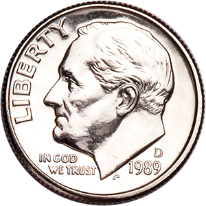 1989-D Roosevelt Dime MS60 Main Image