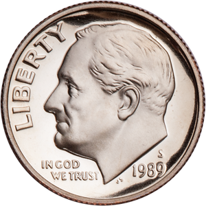 1989-S Roosevelt Dime PR63 Main Image