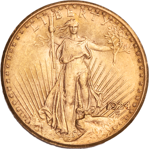 1924 Saint-Gaudens $20 Gold AU55 Main Image