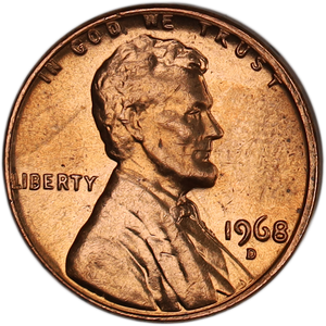1968-D Lincoln Head Cent MS60 Main Image