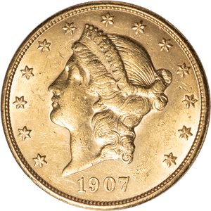 1907 Liberty Head $20 Gold AU50 Main Image