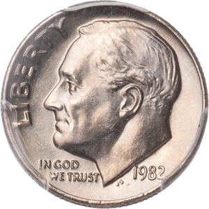 1982 Roosevelt Dime, No Mint Mark (Strong Strike) Main Image