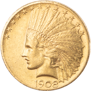 1908 Indian Head $10 Gold Eagle, With Motto Main Image