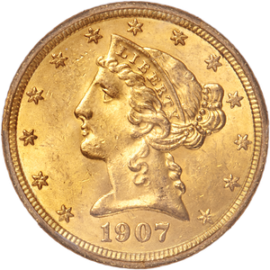 1907 Liberty Head $5 Gold Half Eagle Main Image