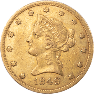 1849 $10 Gold Liberty Head No Motto VFXF Main Image
