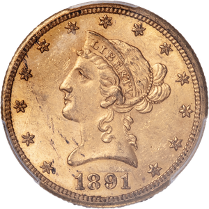 1891-CC $10 Liberty Head Gold Eagle Main Image