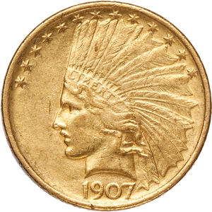 1907 Indian Head $10 Gold Eagle, No Motto, No Periods Main Image