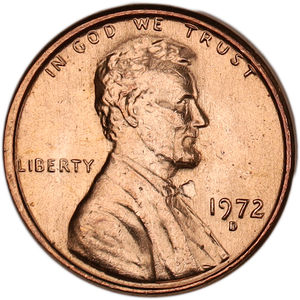 1972-D Lincoln Head Cent MS60 Main Image