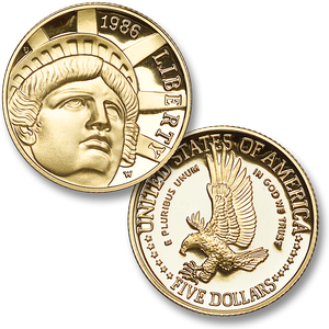1986-W Statue of Liberty Gold $5 Main Image