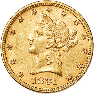 1881 Liberty Head $10 Gold AU50 Main Image