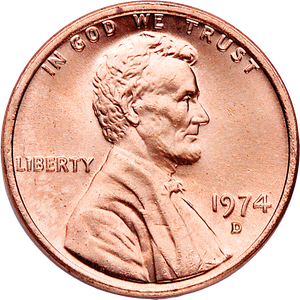 1974-D Lincoln Head Cent MS60 Main Image