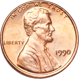 1990 Lincoln Head Cent MS60 Main Image