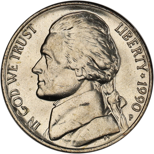1990-P Jefferson Nickel MS60 Main Image