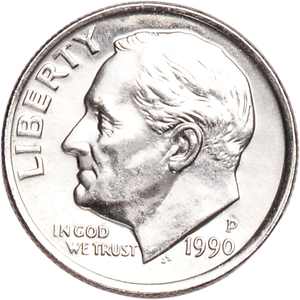 1990-P Roosevelt Dime MS60 Main Image