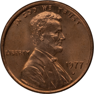 1977-D Lincoln Head Cent MS60 Main Image