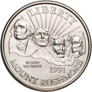 1991-D Mount Rushmore Golden Anniversary Clad Half Dollar Main Image