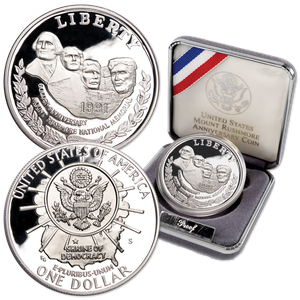 1991-S Mount Rushmore Golden Anniversary Silver Dollar Main Image