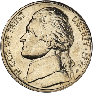 1991-P Jefferson Nickel MS60 Main Image
