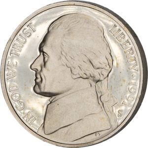 1991-S Jefferson Nickel Proof PR63 Main Image