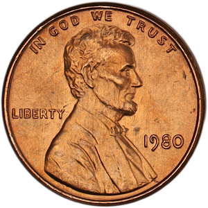1980 Lincoln Head Cent MS60 Main Image