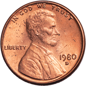 1980-D Lincoln Head Cent MS60 Main Image