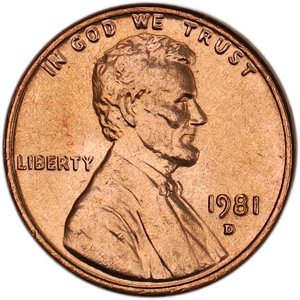 1981-D Lincoln Head Cent MS60 Main Image