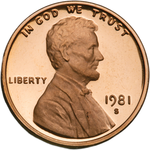 1981-S Lincoln Head Cent Filled S, Choice Proof, PR63 Main Image