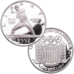 1992-S XXV Olympiad Silver Dollar Baseball Commemorative Main Image