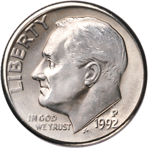 1992-P Roosevelt Dime MS60 Main Image