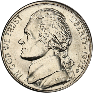 1992-P Jefferson Nickel MS60 Main Image