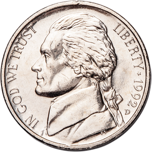 1992-D Jefferson Nickel MS60 Main Image