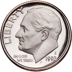 1992-S Roosevelt Dime PR63 Main Image