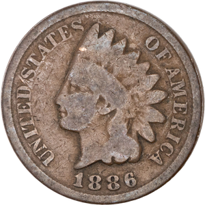 1886 Indian Head Cent, Variety 3, Bronze, Obverse 2 Main Image
