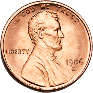 1986-D Lincoln Head Cent MS60 Main Image