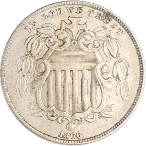 1866-P Shield Nickel with Rays Main Image