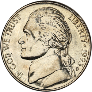 1993-P Jefferson Nickel MS60 Main Image
