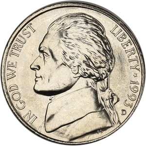 1993-D Jefferson Nickel MS60 Main Image