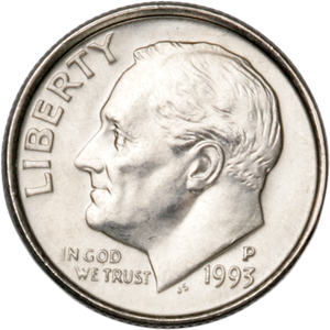 1993-P Roosevelt Dime MS60 Main Image