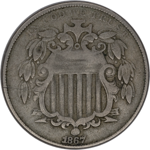 1867 Shield Nickel, No Rays Main Image
