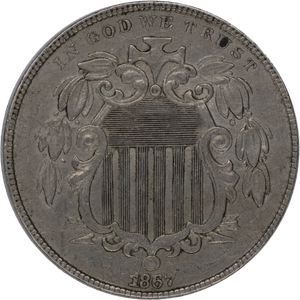 1867 Shield Nickel, No Rays Main Image