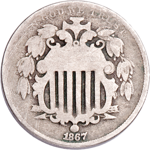 1867 Shield Nickel, No Rays Main Image