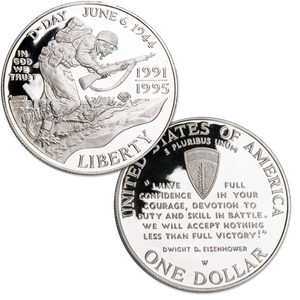 1993-W Silver WWII 50th Anniversary Commemorative Dollar, Choice Proof, PR63 Main Image