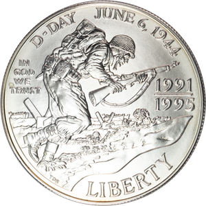 1993-D (1991-1995) 50th Anniversary of World War II Silver Dollar Main Image