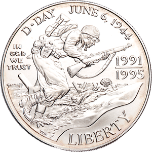 1993-D (1991-1995) 50th Anniversary of World War II Silver Dollar Main Image