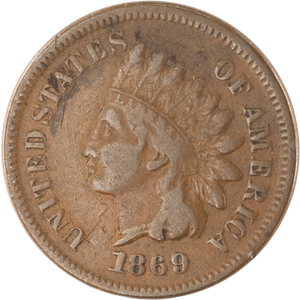 1869, 9/9 Indian Head Cent, Variety 3, Bronze Main Image